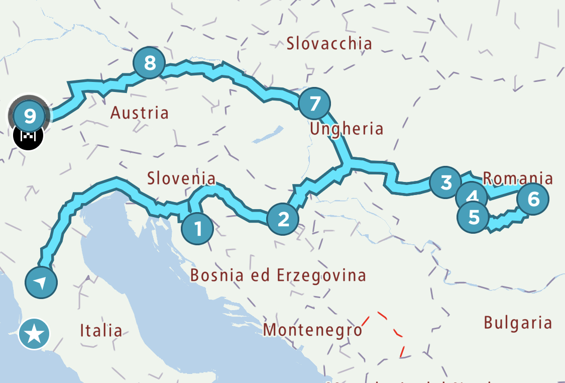 Cartina del trasferimento da Linz a Imst