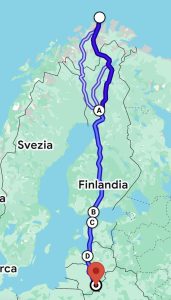Cartina del percorso del quindicesimo giorno da Riga a Vilnius
